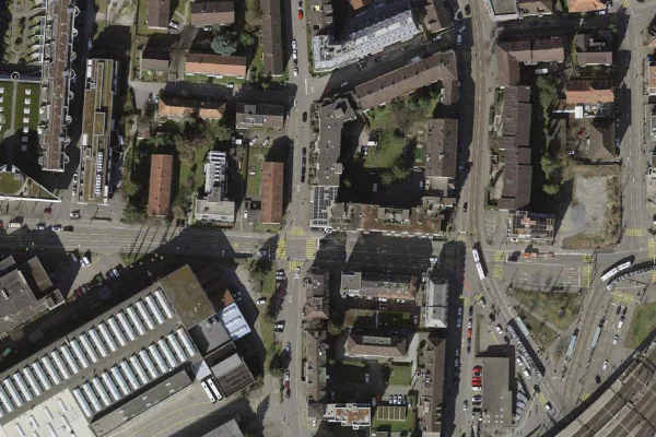 Luftbild des Kartenstandorts von Sauna Binzmühle in Zürich