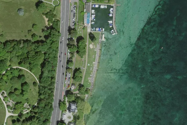 Luftbild des Kartenstandorts von Plage du Reposoir in Pregny-Chambésy