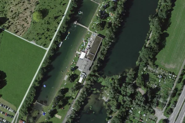 Luftbild des Kartenstandorts von Strandbad Diepoldsa in Diepoldsau