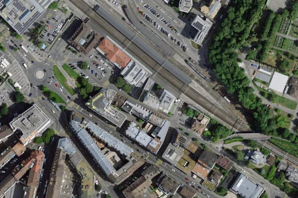 Luftbild des Kartenstandorts von AquaVie in Vevey