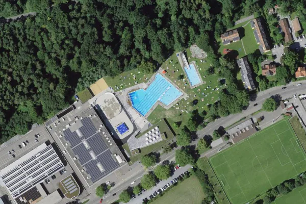 Luftbild des Kartenstandorts von Freibad Lerchenfeld in St. Gallen