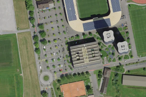 Luftbild des Kartenstandorts von Hallenbad Allmend in Luzern