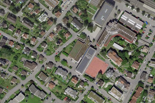 Luftbild des Kartenstandorts von Hallenbad Weinfelden in Weinfelden