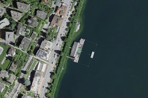 Luftbild des Kartenstandorts von Lido Riva Caccia in Lugano