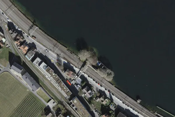 Luftbild des Kartenstandorts von Badestelle Rothuus in Wädenswil