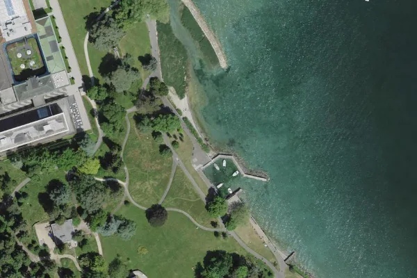Luftbild des Kartenstandorts von Badestelle in Genève in Genève