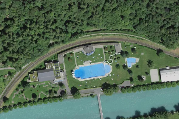 Luftbild des Kartenstandorts von Bödelibad Interlaken in Unterseen