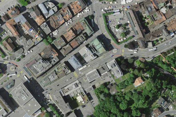 Luftbild des Kartenstandorts von Urbanspa in Fribourg