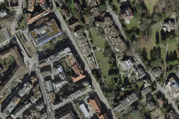 Luftbild des Kartenstandorts von Hammam Basar in Zürich