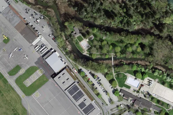 Luftbild des Kartenstandorts von Giessenbad Belp in Belp