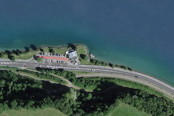 Luftbild des Kartenstandorts von Seebad Lido Krattigen in Krattigen