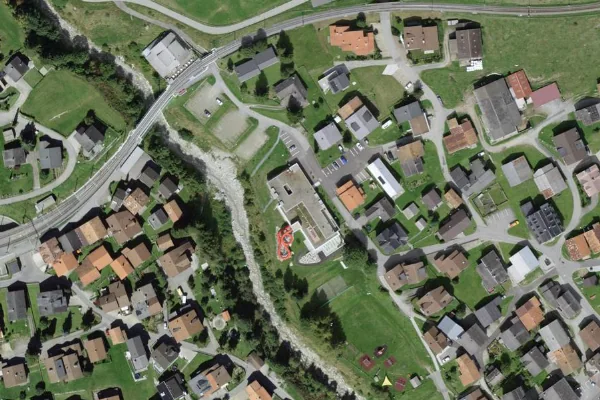 Luftbild des Kartenstandorts von Bogn Sedrun in Sedrun