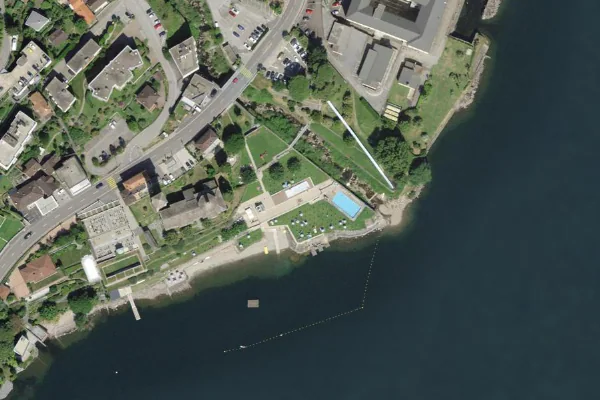 Luftbild des Kartenstandorts von Lido di Brissago in Brissago