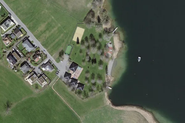 Luftbild des Kartenstandorts von Strandbad Lido in Unterägeri