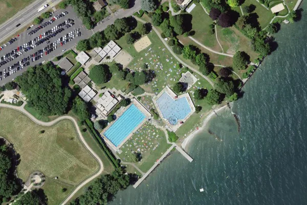 Luftbild des Kartenstandorts von Piscine de Colovray in Nyon