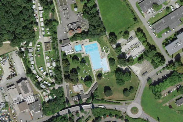 Luftbild des Kartenstandorts von Schwimmbad in Möhlin
