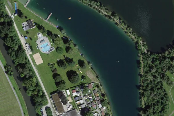 Luftbild des Kartenstandorts von Strandbad Bruggerhorn in St. Margrethen