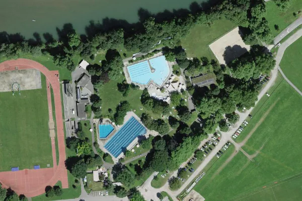 Luftbild des Kartenstandorts von Freibad Aarau in Aarau