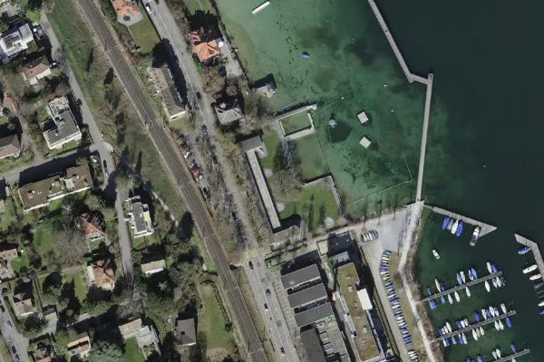 Luftbild des Kartenstandorts von Strandbad Wollishofen in Zürich