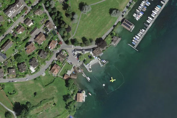 Luftbild des Kartenstandorts von Strandbad Benzeholz in Meggen