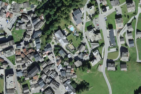Luftbild des Kartenstandorts von Thermalbad in Leukerbad in Leukerbad
