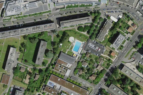 Luftbild des Kartenstandorts von Piscine de Thônex in Thônex