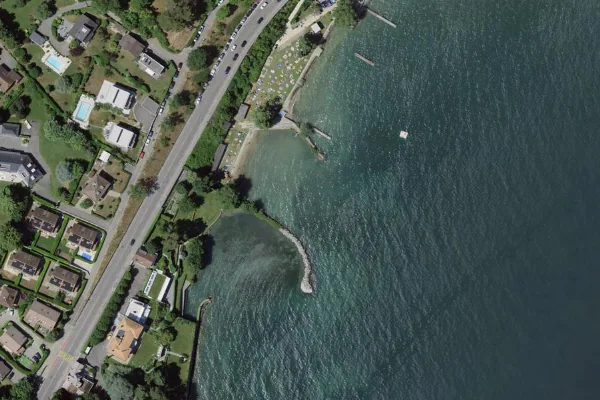 Luftbild des Kartenstandorts von Badestelle in Nyon in Nyon