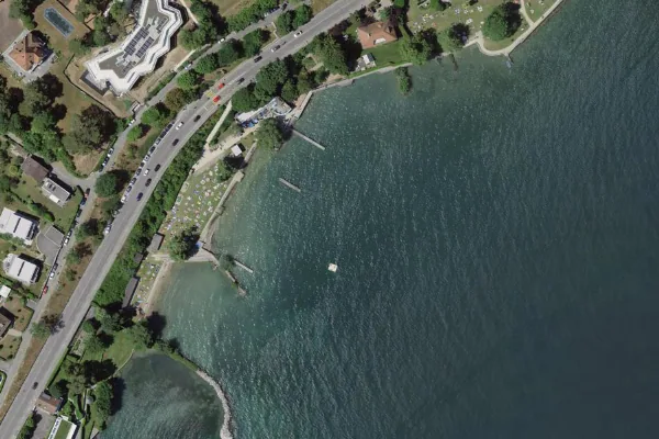 Luftbild des Kartenstandorts von Badestelle in Nyon in Nyon