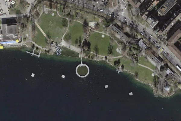 Luftbild des Kartenstandorts von Strandbad Tiefenbrunnen in Zürich