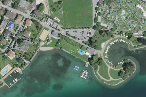 Luftbild des Kartenstandorts von Lido di Melide in Melide