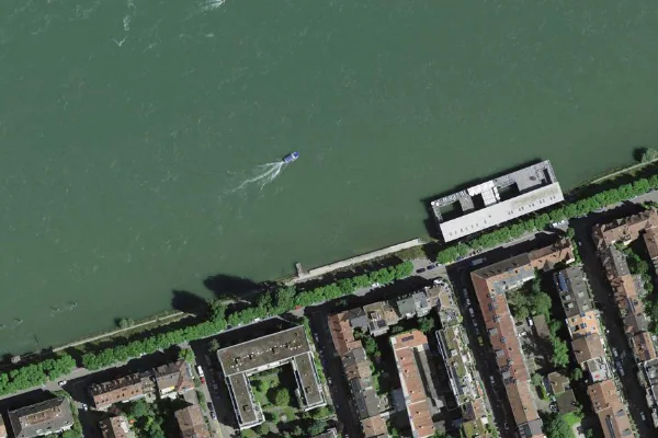 Luftbild des Kartenstandorts von Basler Rheinschwimmen in Basel