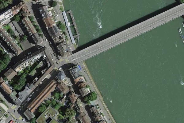 Luftbild des Kartenstandorts von Basler Rheinschwimmen in Basel