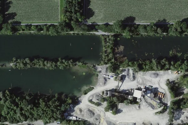 Luftbild des Kartenstandorts von Badestelle in Diepoldsau in Diepoldsau