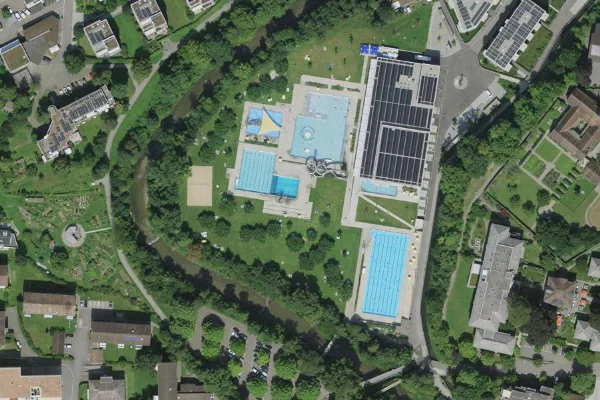 Luftbild des Kartenstandorts von Schlossbadi Frauenfeld in Frauenfeld