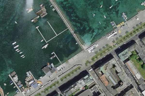 Luftbild des Kartenstandorts von Les Bains du Jet d’eau in Genève