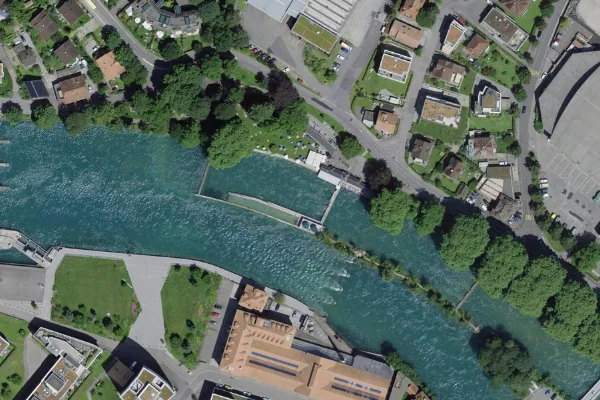 Luftbild des Kartenstandorts von Flussbad Schwäbis in Thun