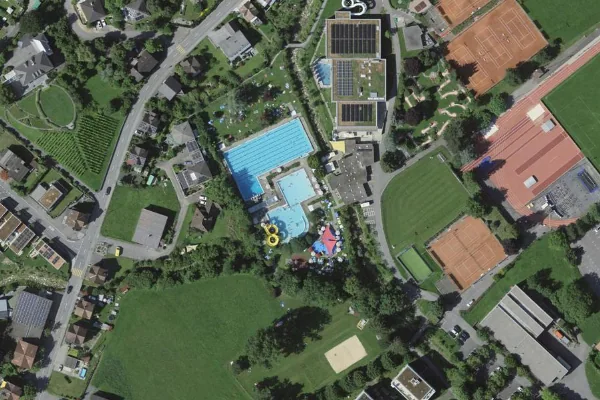 Luftbild des Kartenstandorts von aquaRii - Bad Oberes Rheintal (Gesa) in Lüchingen