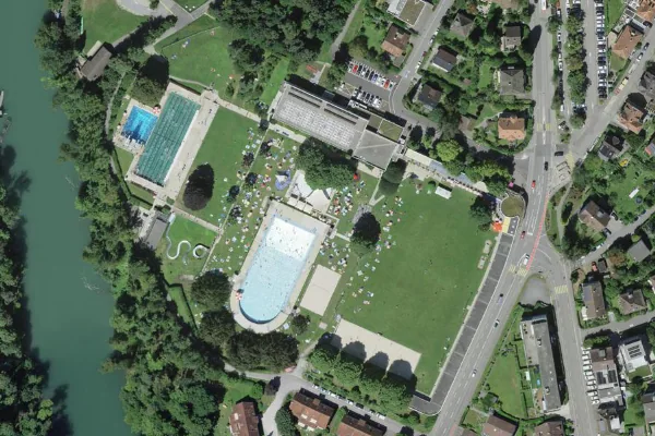 Luftbild des Kartenstandorts von Schwimmbad Baden in Baden