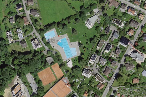 Luftbild des Kartenstandorts von Schwimmbad Rotmonten in St. Gallen