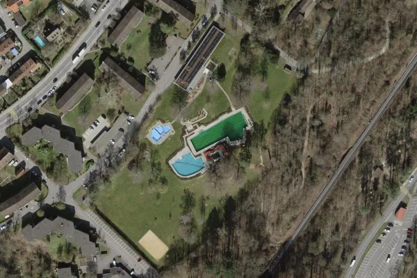 Luftbild des Kartenstandorts von Freibad Otterstall in Neuhausen am Rheinfall