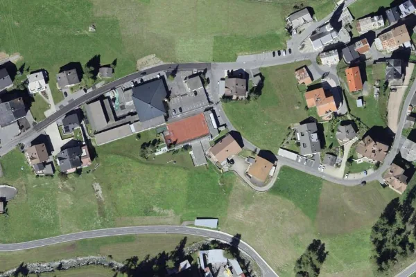 Luftbild des Kartenstandorts von Alpenquell in Samnaun-Compatsch