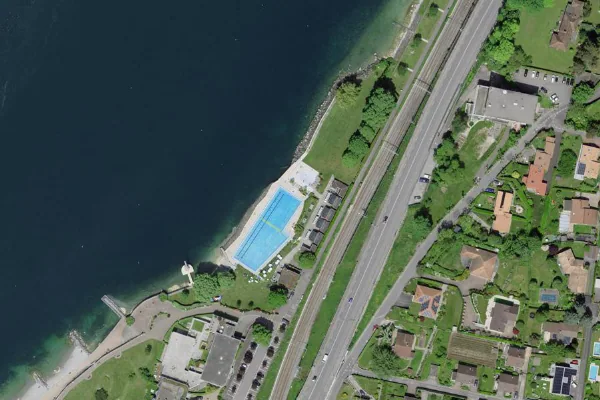Luftbild des Kartenstandorts von Piscine de Villeneuve in Villeneuve (VD)