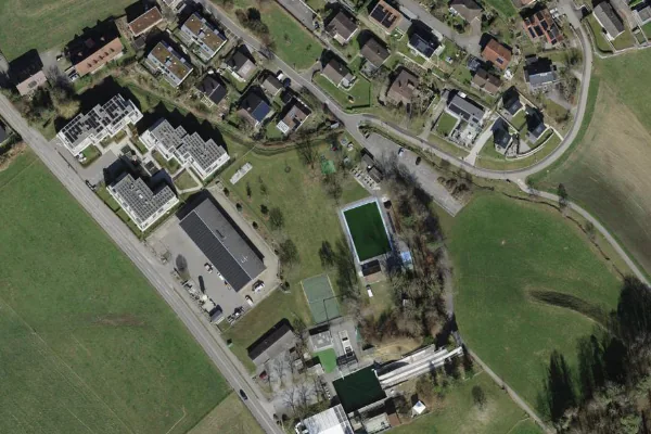 Luftbild des Kartenstandorts von Schwimmbad Mettmenstetten in Mettmenstetten