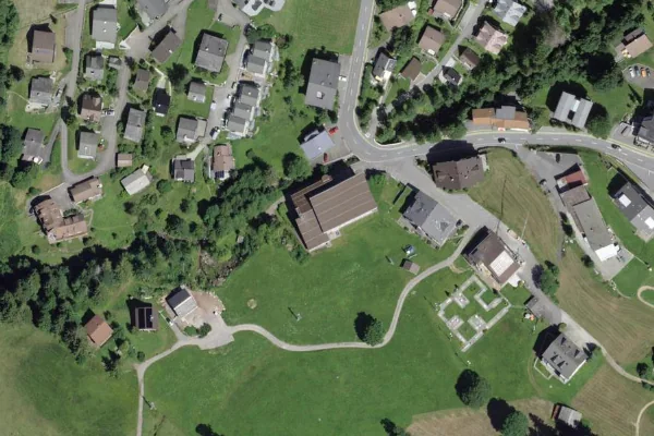 Luftbild des Kartenstandorts von Hallenbad & Sauna Flumserberg in Flumserberg Tannenheim