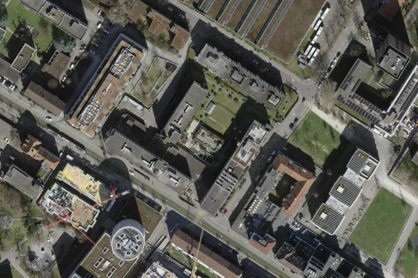 Luftbild des Kartenstandorts von Schwimmbad in Zürich in Zürich