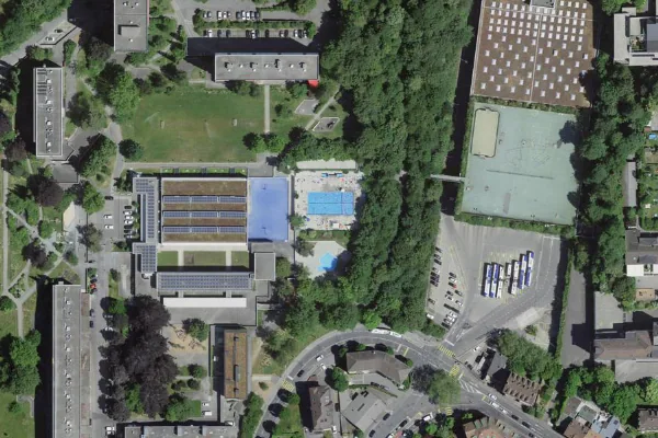 Luftbild des Kartenstandorts von Piscine du Vieux-Moulin in Lausanne