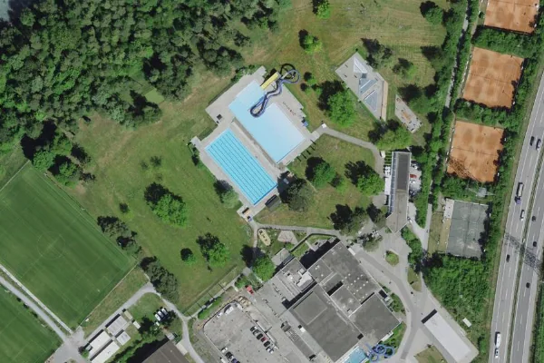 Luftbild des Kartenstandorts von Freibad Obere Au in Chur