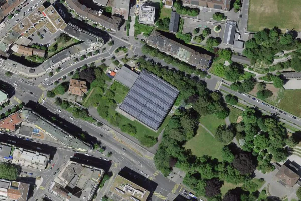 Luftbild des Kartenstandorts von Piscine de Mon-Repos in Lausanne