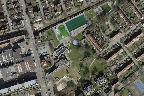 Luftbild des Kartenstandorts von Schwimmbad Geiselweid in Winterthur