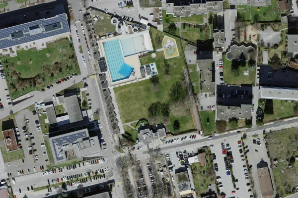 Luftbild des Kartenstandorts von Piscine de la Blancherie in Sion
